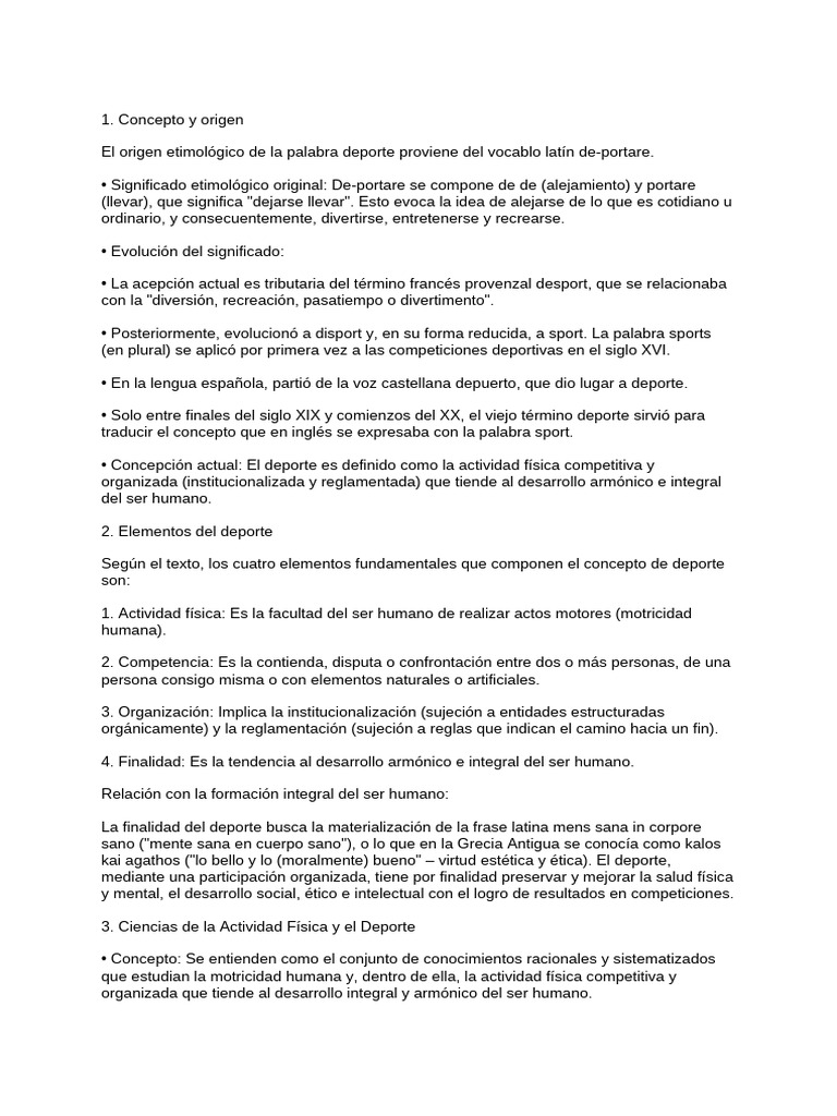 Historia y Concepto del Deporte | PDF | Deportes | Science