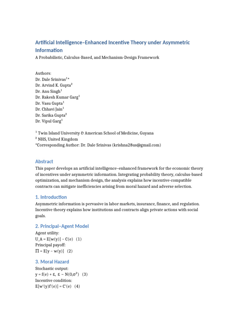 AI-Enhanced Incentive Theory Framework | PDF
