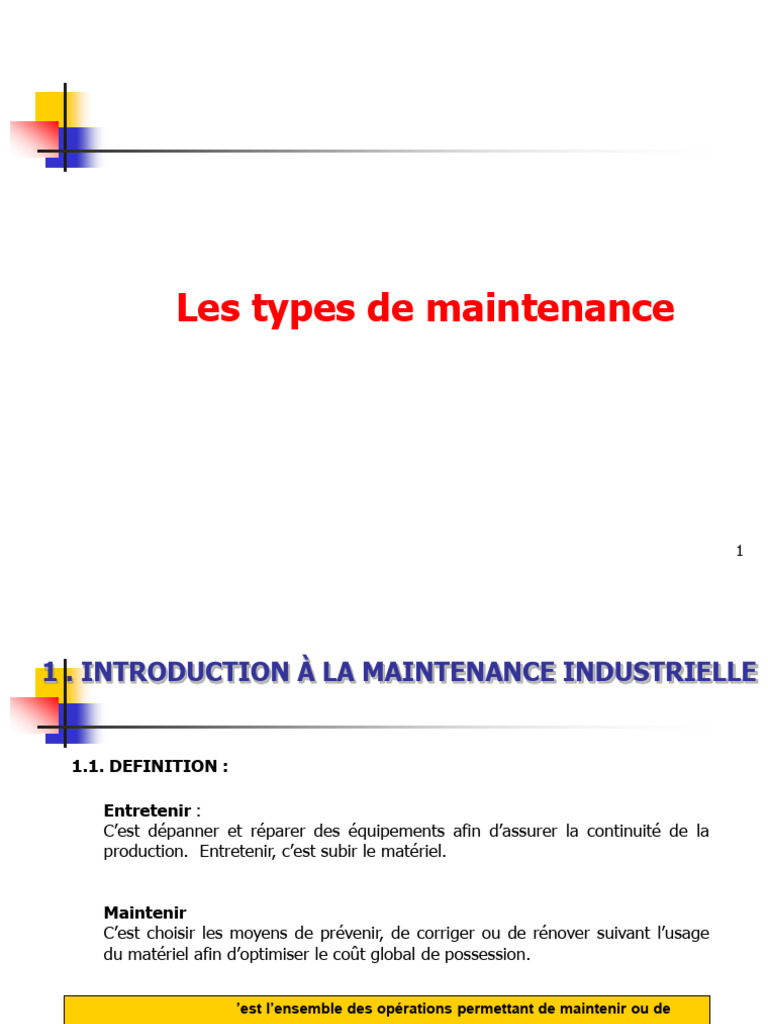 Types et Rôle de la Maintenance Industrielle | PDF | Prévision ...