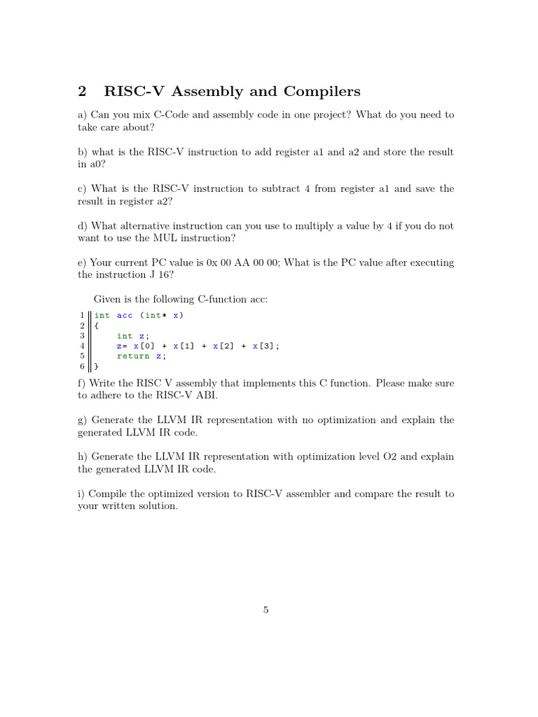 RISC-V Assembly and C Integration Guide | PDF