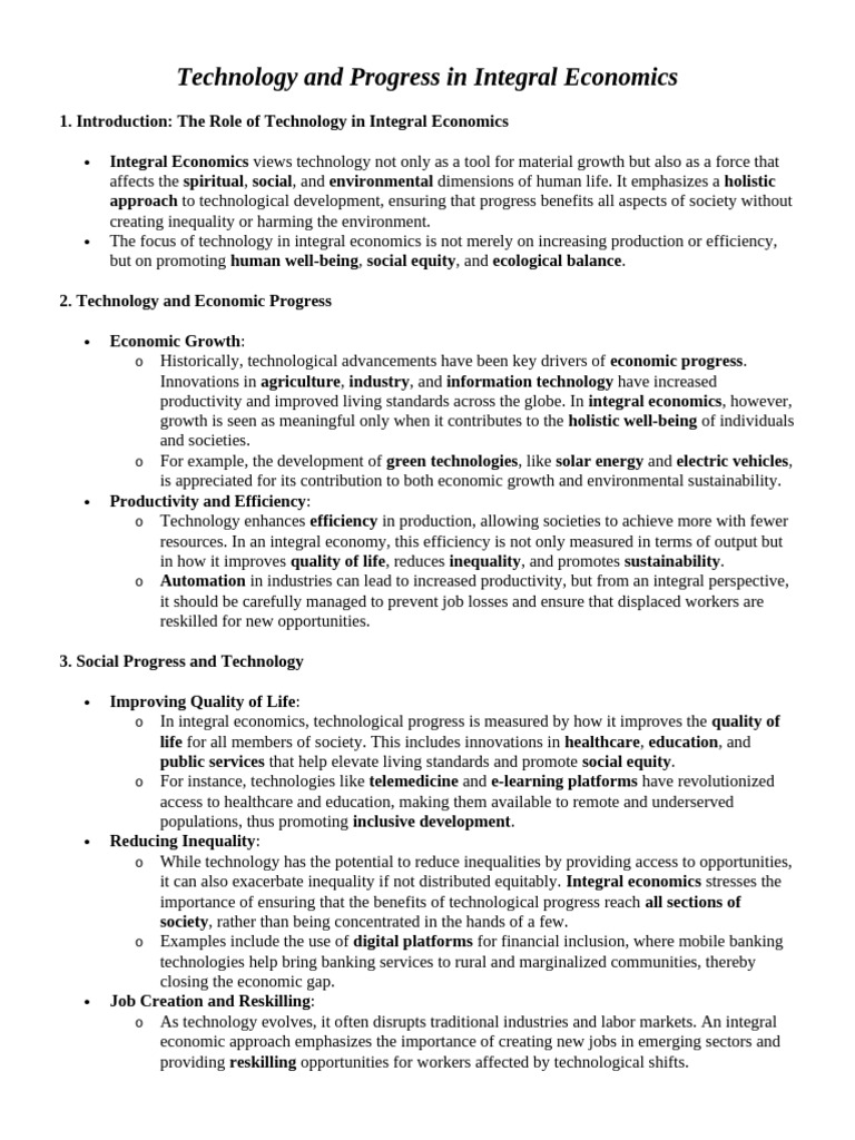 Integral Economics: Technology's Role | PDF | Sustainability | Economic ...