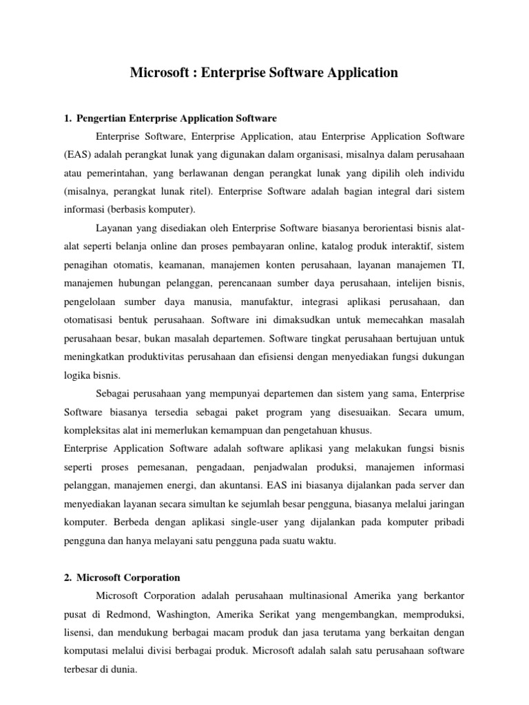 Aplikasi Perangkat Lunak Enterprise Microsoft | PDF