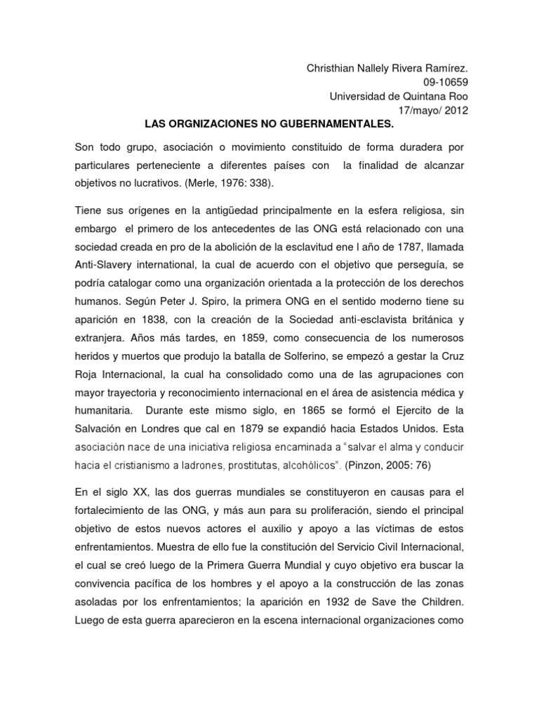 Las Organizaciones No Gubernamentales Organización no