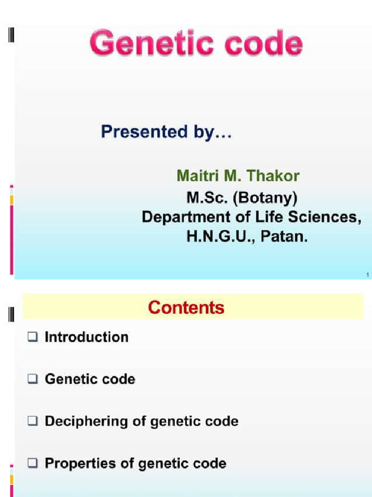Genetic Code 1 | PDF