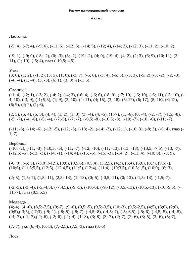 Koorinaty Risunok 6 KL | PDF