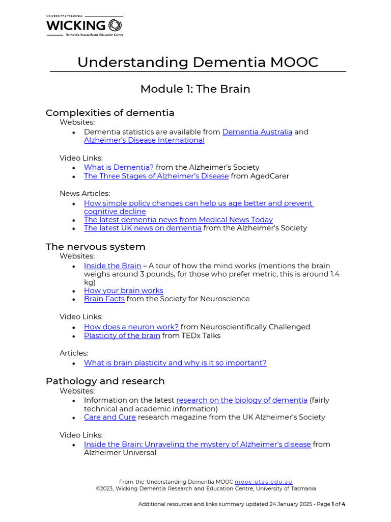 Understanding Dementia Resources Guide | PDF | Dementia | Alzheimer's ...