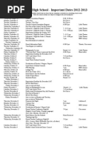 MHS Calendar of Important Dates 2012-2013