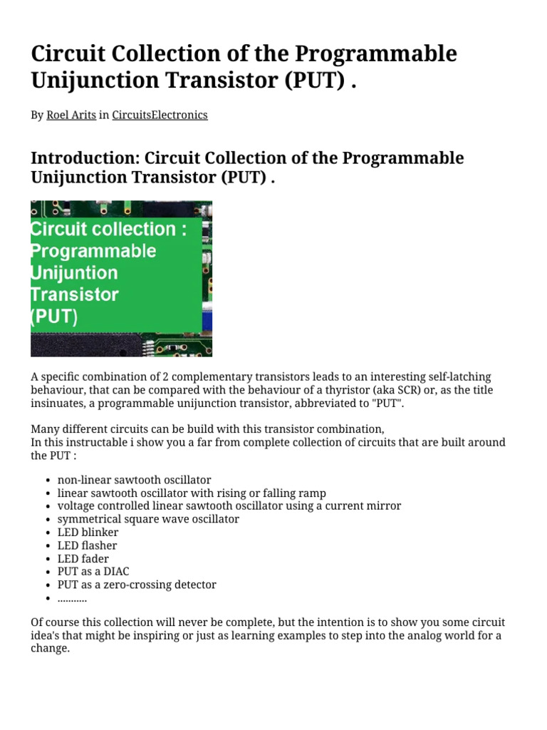 PUT Circuit Collection and Applications | PDF | Power Supply ...