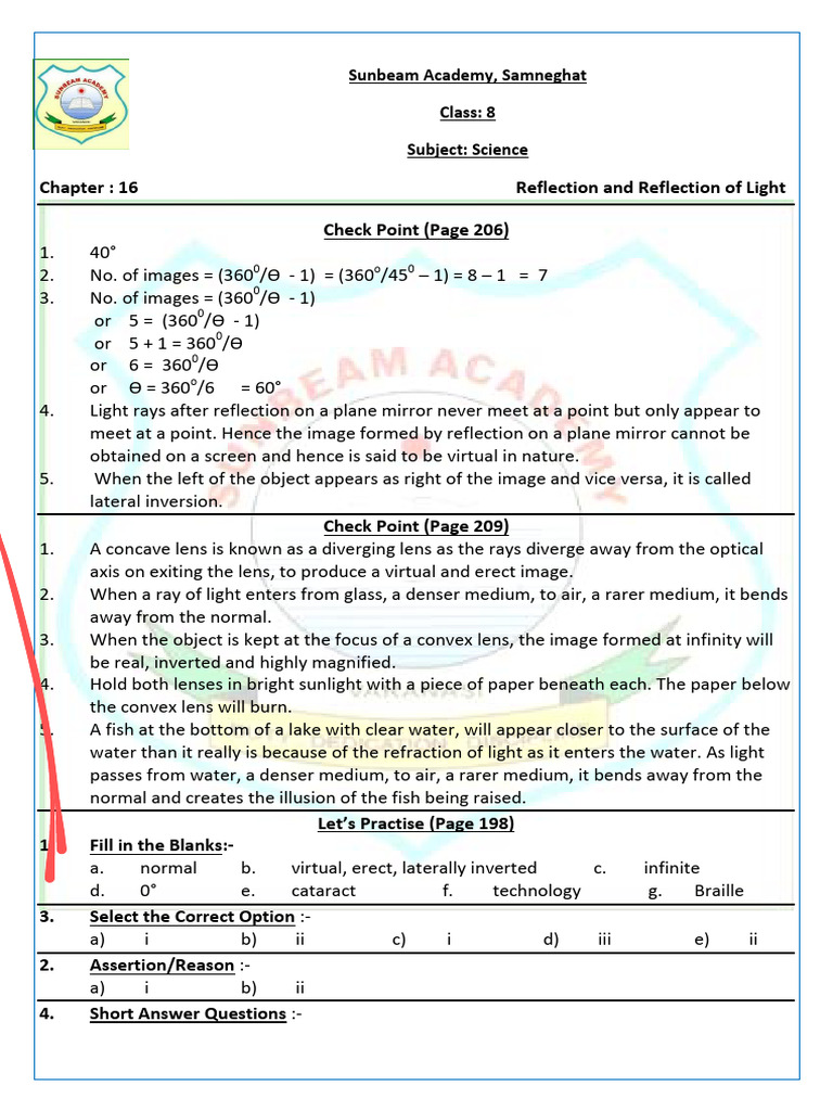 Reflection and Refraction of Light | PDF | Eye | Retina