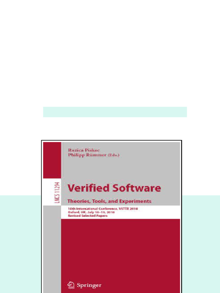 Verified Software Theories Tools And Experiments 10th International ...