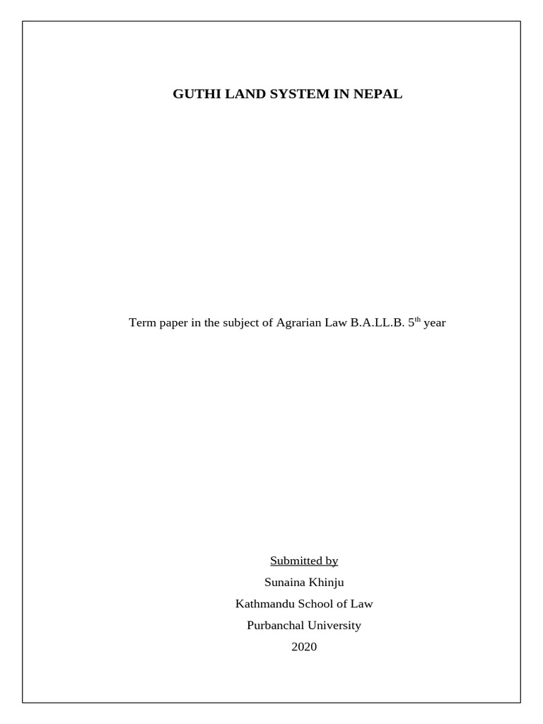 Guthi Land System in Nepal Explained | PDF