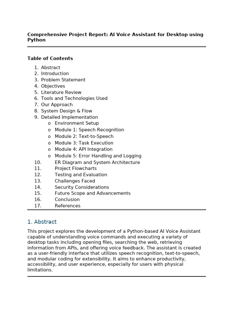 Ai Voice Assistant Report | PDF | Speech Recognition | Python ...