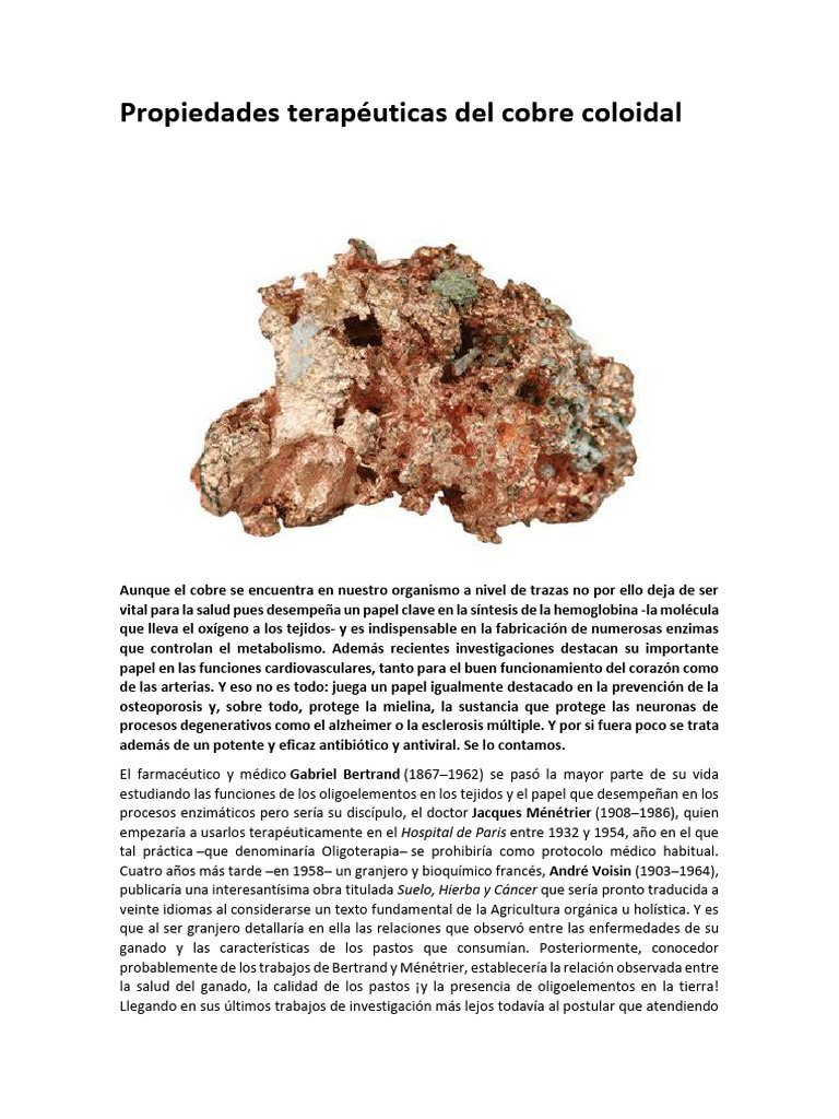 Beneficios del Cobre Coloidal en Salud | PDF | Cobre | Hueso