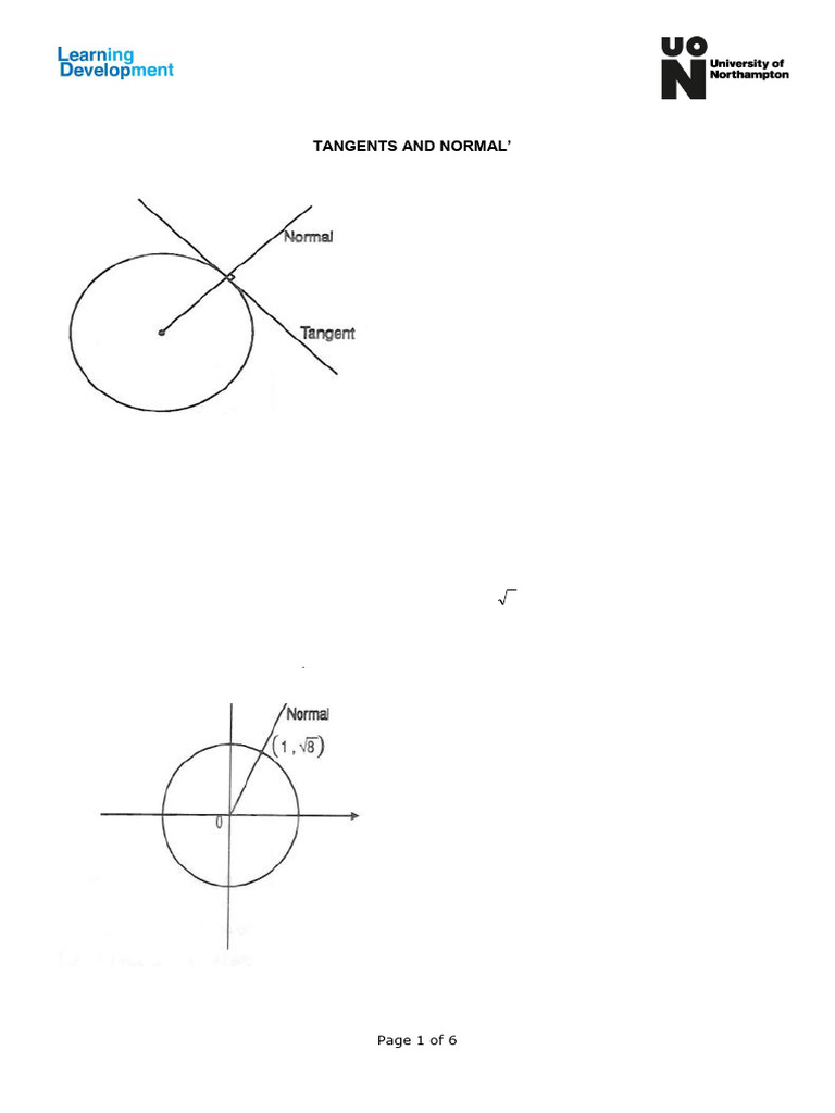 Geometry-Tangents-Normals-18zg5q4 | PDF | Circle | Slope