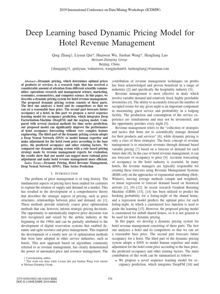 Deep Learning for Hotel Dynamic Pricing | PDF | Forecasting | Deep Learning