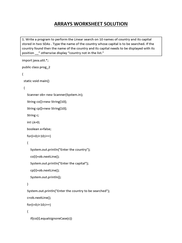 Java Array Operations and Solutions | PDF | Computer Programming ...