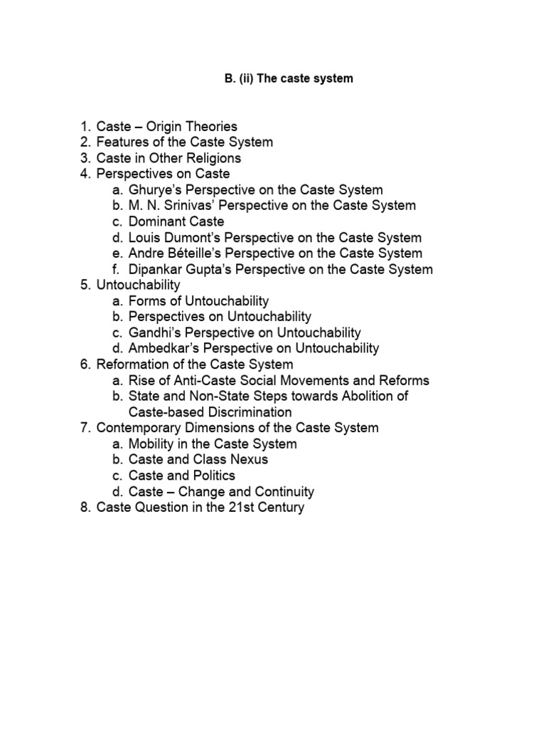 Ch4-The Caste System | PDF | Caste | Dalit