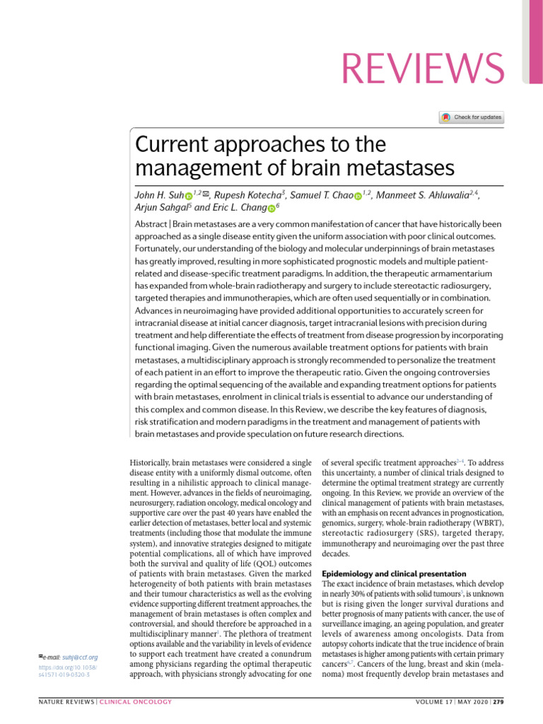 Brain Metsmanagement | PDF | Metastasis | Oncology