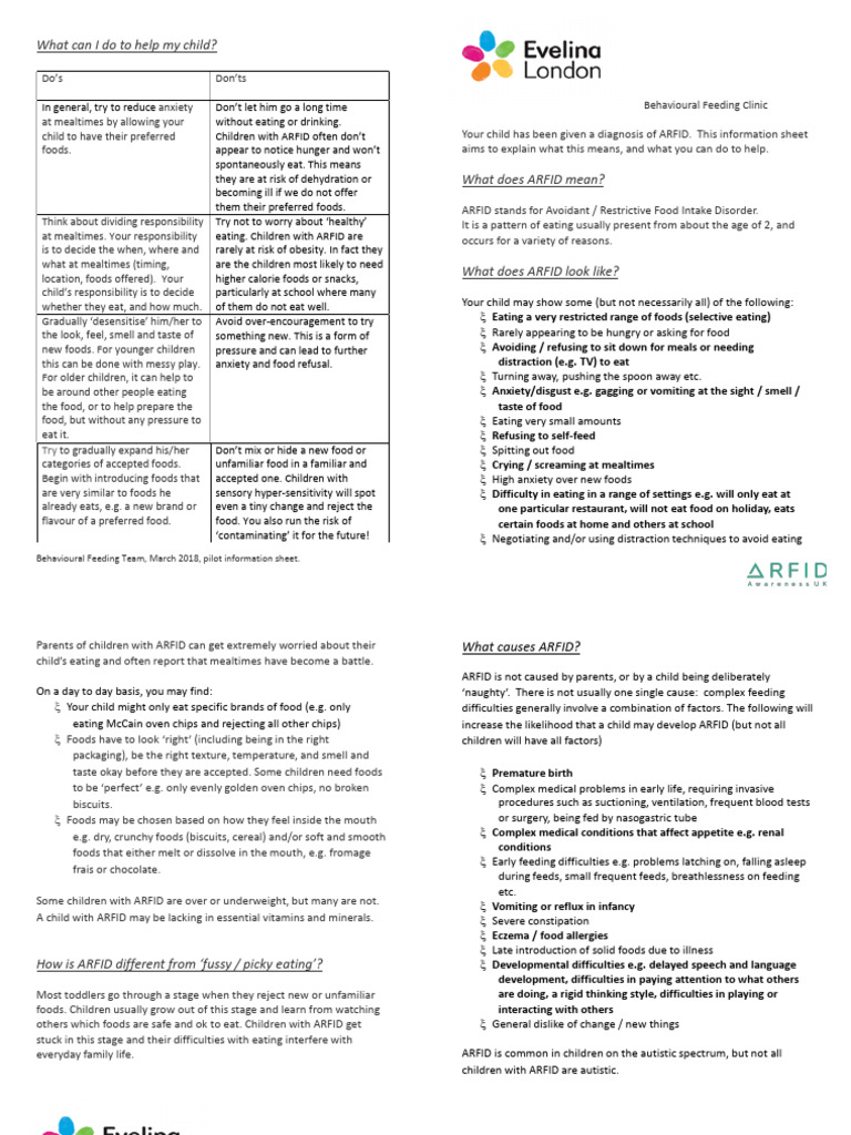 Helping Children with ARFID: Tips & Guidance | PDF | Behavioural ...
