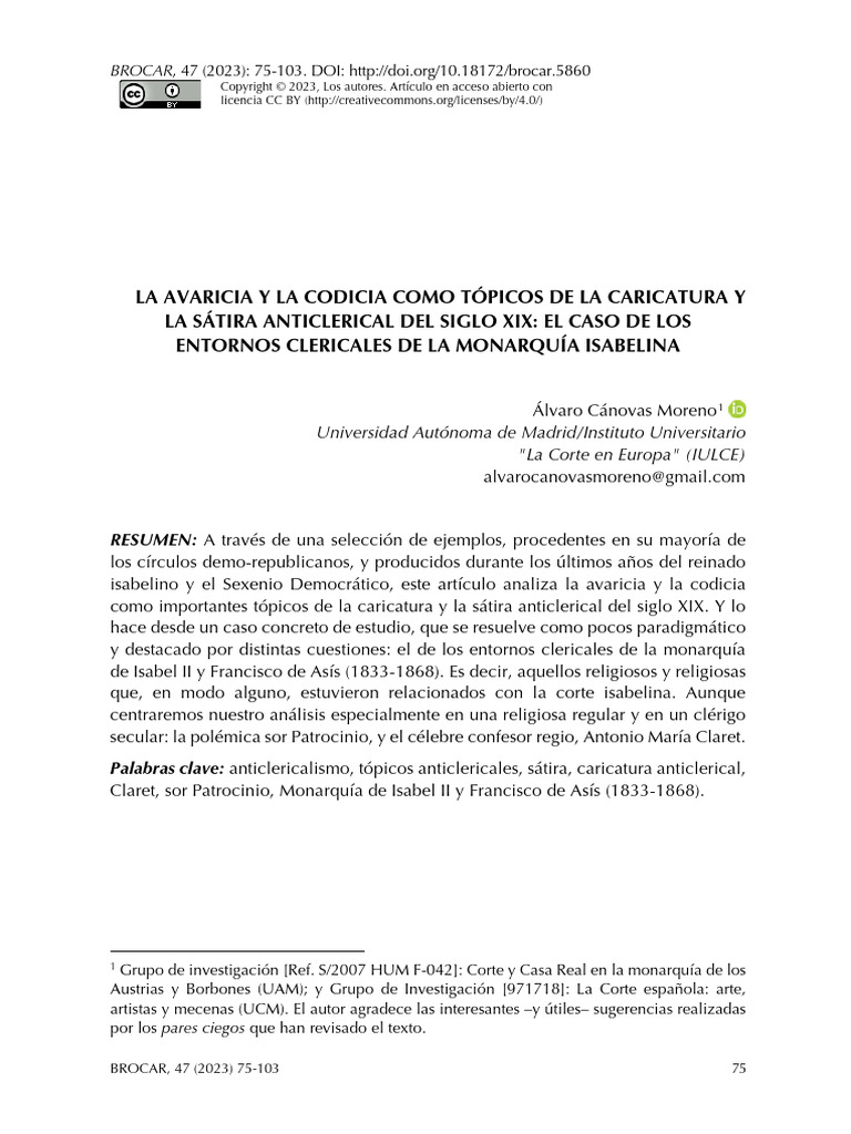 Avaricia y sátira anticlerical en el XIX | PDF | España | Caricatura