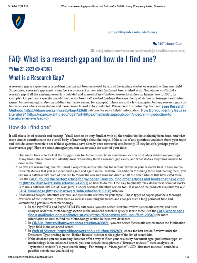 What is a Research Gap and How Do I Find One_ - SNHU Library Frequently ...