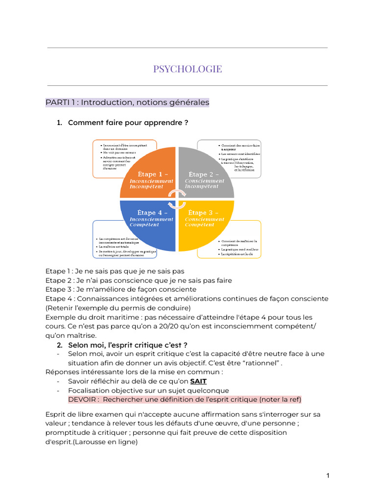 Introduction à la psychologie et ses concepts | PDF | Behaviorisme ...