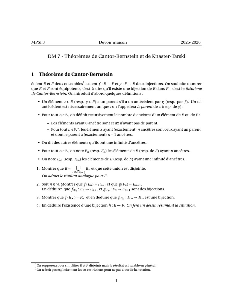 Théorèmes de Cantor-Bernstein et Knaster-Tarski | PDF | Concepts ...