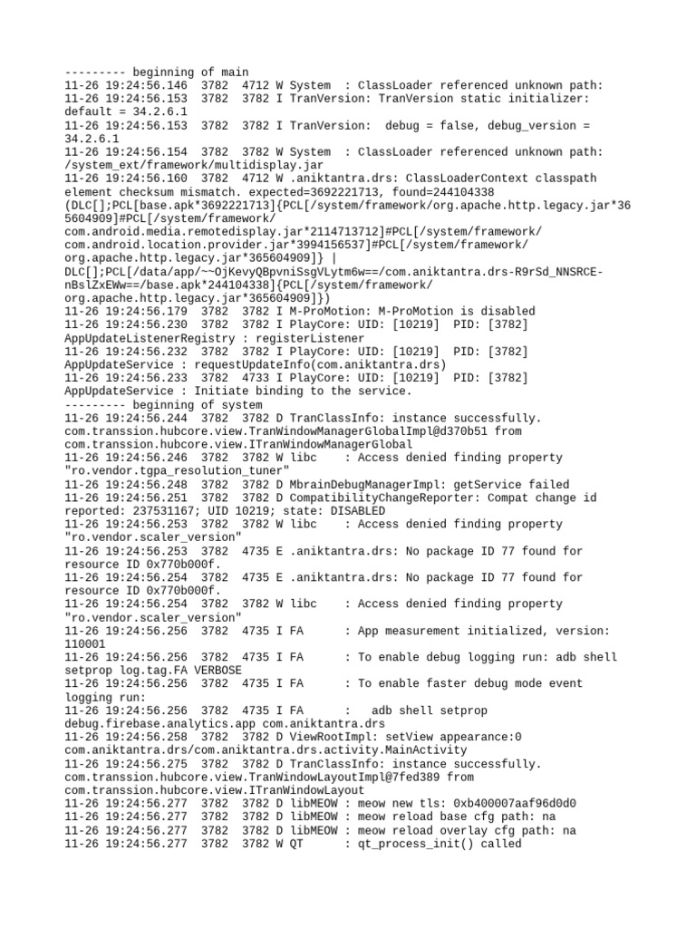 Android App Debug Log Analysis | PDF | Computer Programming | Software ...