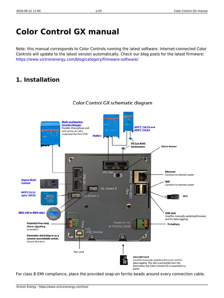 Color Control GX Installation Guide | PDF | Wi Fi | Usb