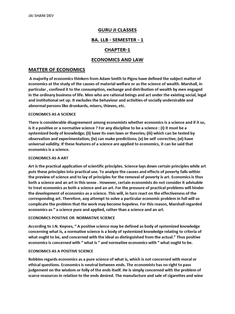 Economics and Law: Key Concepts Explained | PDF | Welfare Economics ...