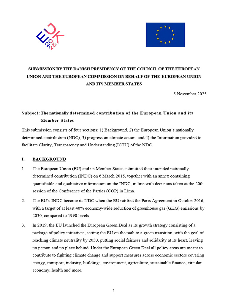 EU Climate Action and NDC Submission 2025 | PDF | Climate Change ...