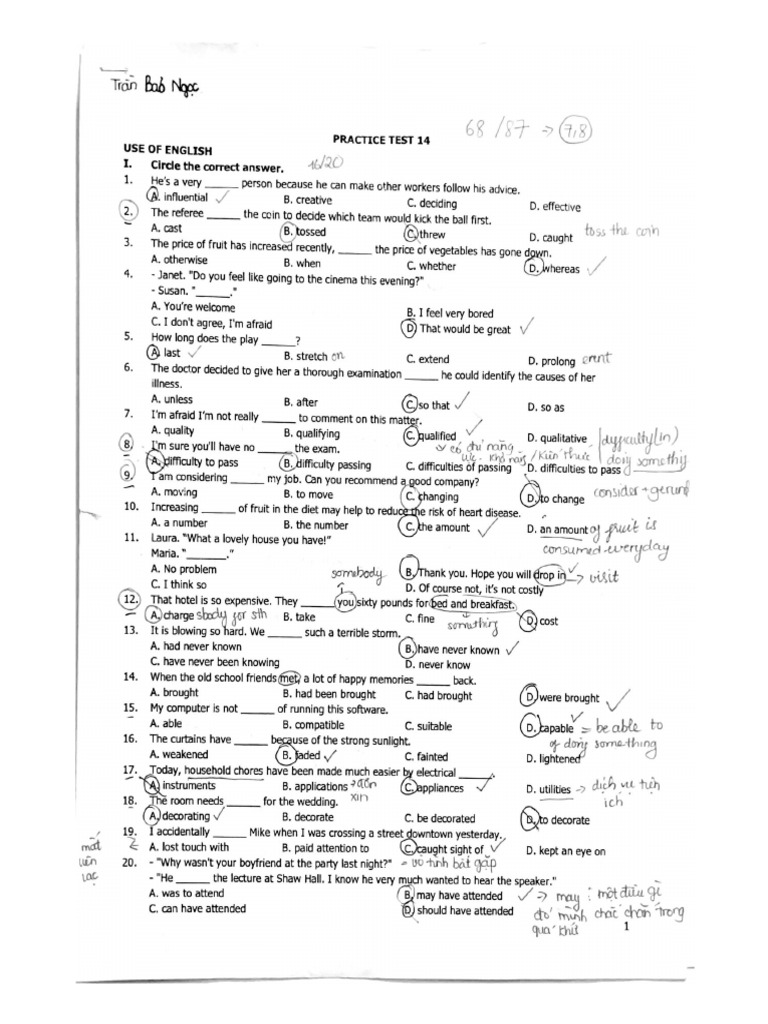 Practice Test 14 (1) | PDF