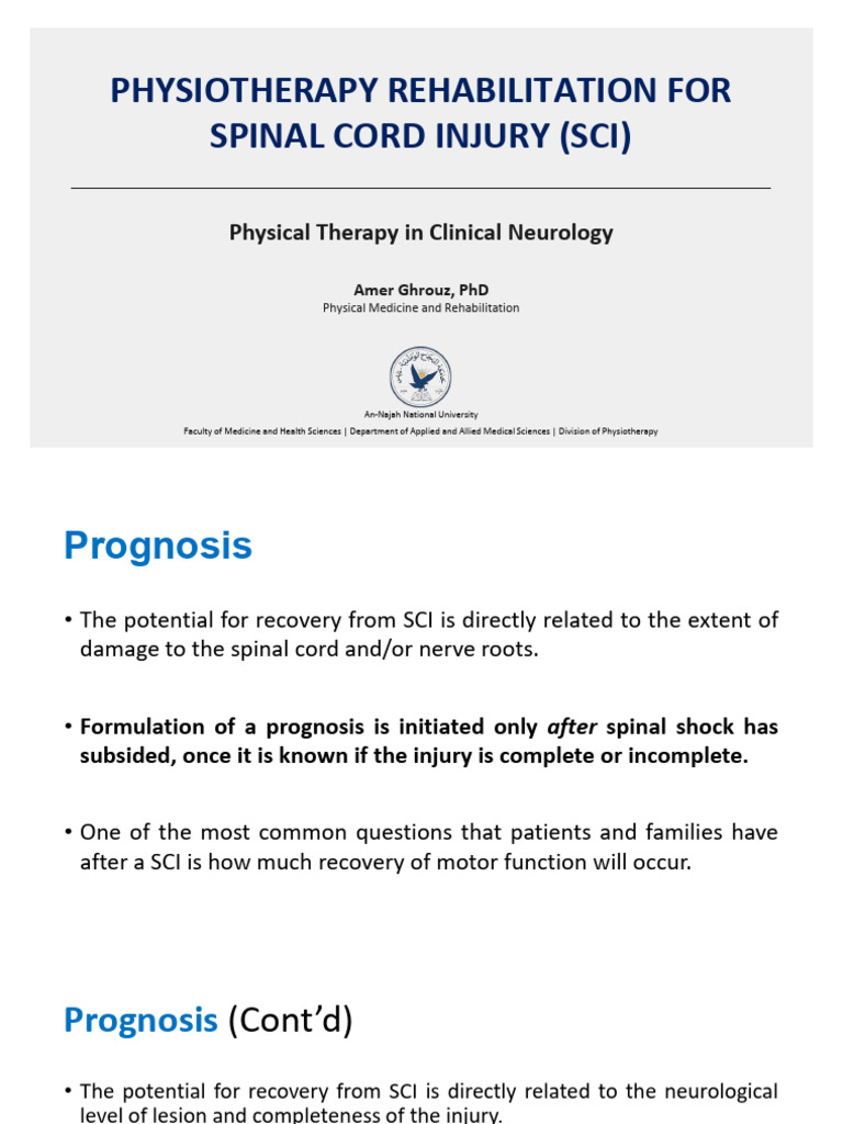 Spinal Cord Injury Physiotherapy Guide | PDF