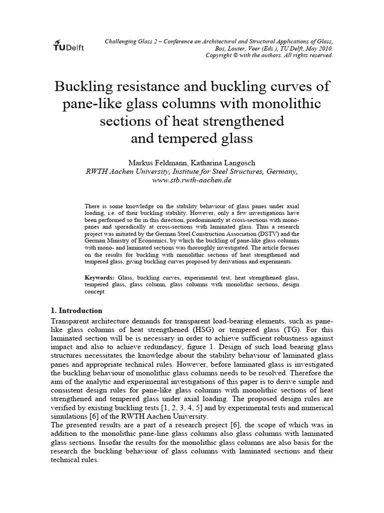 Buckling Curves for Glass Columns | PDF | Buckling | Column