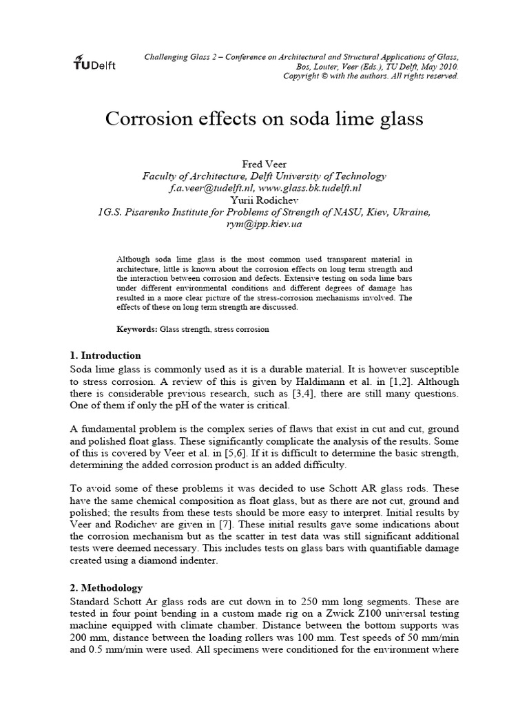 Corrosion Impact on Soda Lime Glass Strength | PDF | Corrosion | Glasses