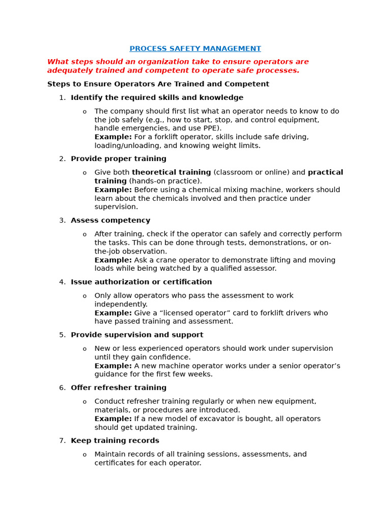Steps for Effective Process Safety Training | PDF | Safety | Risk
