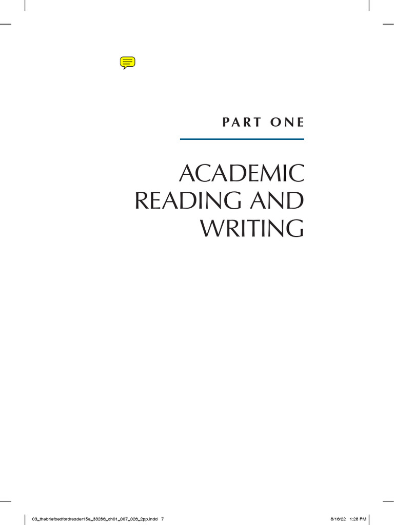 03 Thebriefbedfordreader15e 33286 Ch01 007 026 2pp | PDF | Critical ...