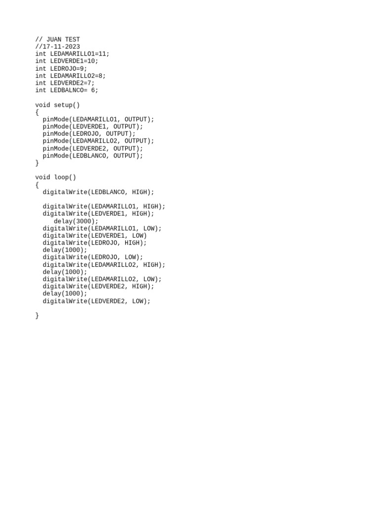 Arduino LED Control Code Example | PDF
