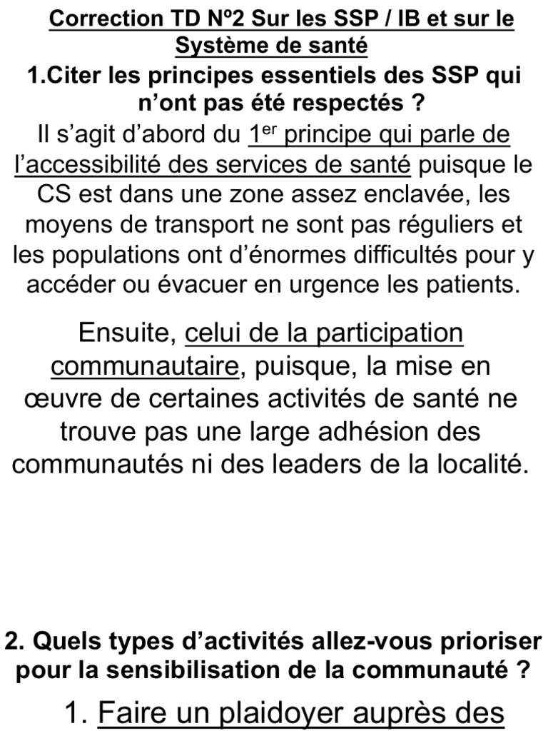 Amélioration des SSP et santé infantile | PDF | Médecine | Soins de santé
