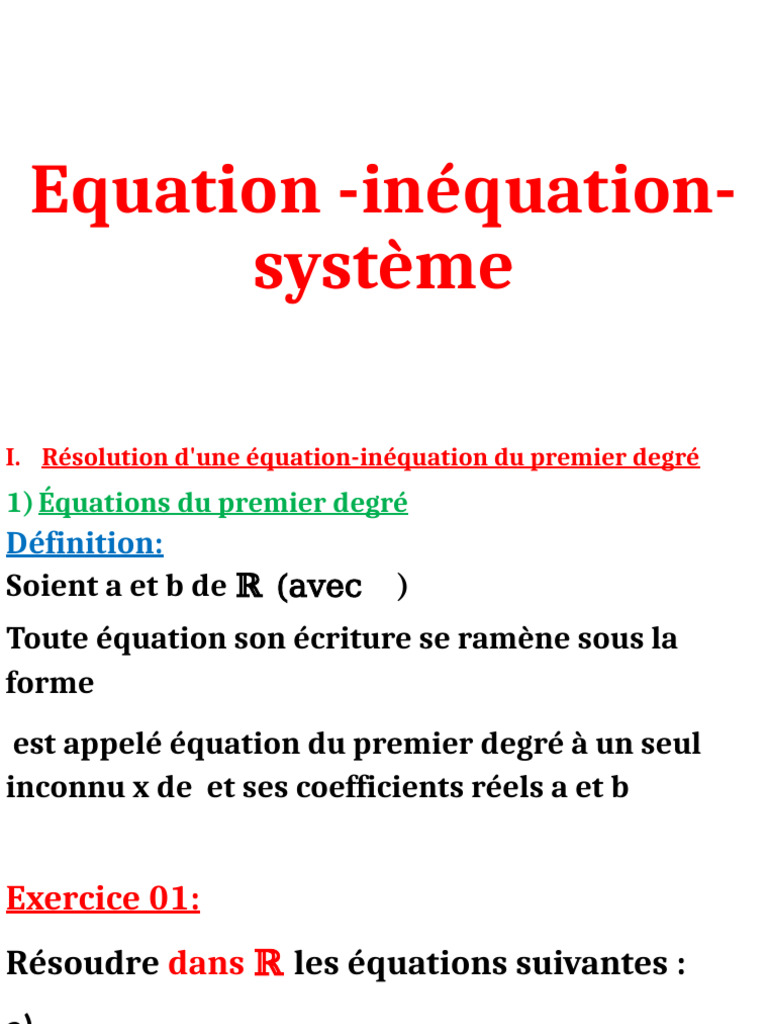Résolution d'équations et inéquations | PDF | Déterminant | Équations