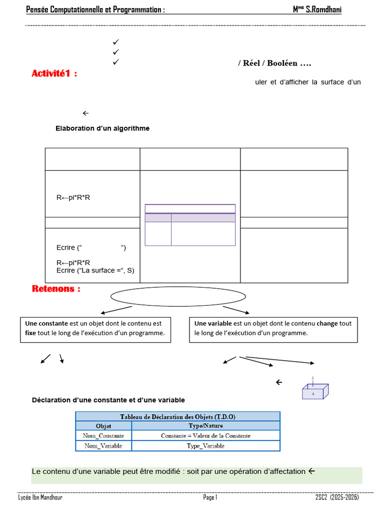 Algorithmes et Programmation en Python | PDF | Variable (informatique ...