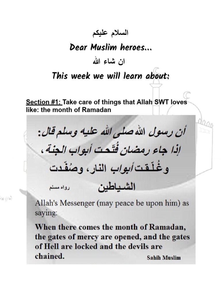 Weekly Islamic Learning Activities | PDF