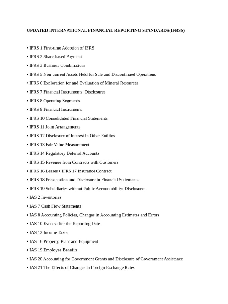Updated IFRS and IAS Standards Guide | PDF