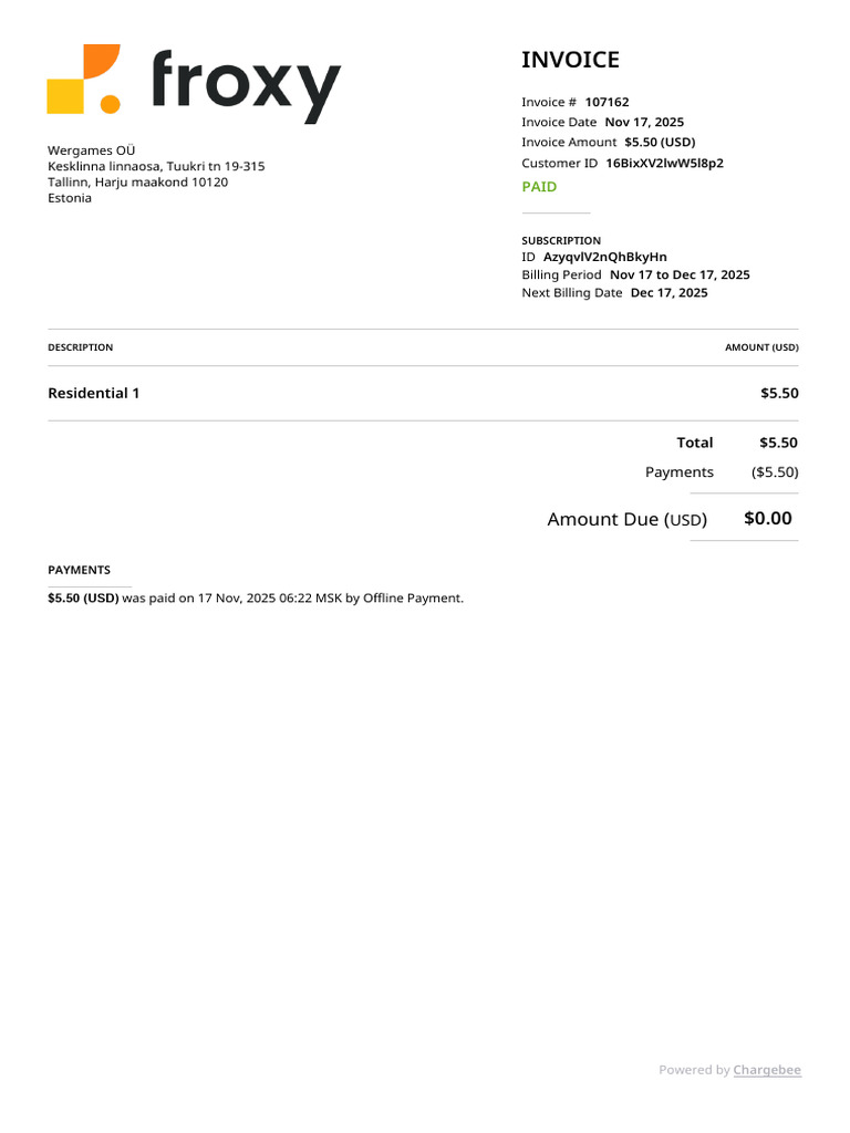 Froxy Invoice Azyj14V2sxbdyx7V | PDF