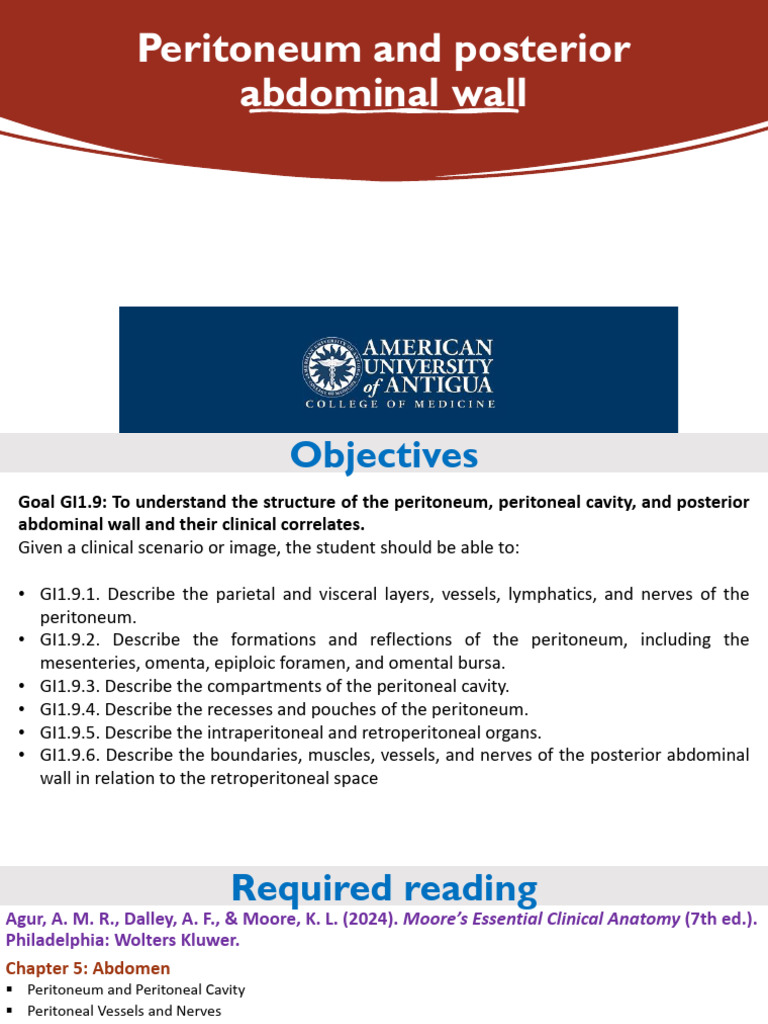 Anatomy of Peritoneum & Abdominal Wall | PDF | Peritoneum | Stomach