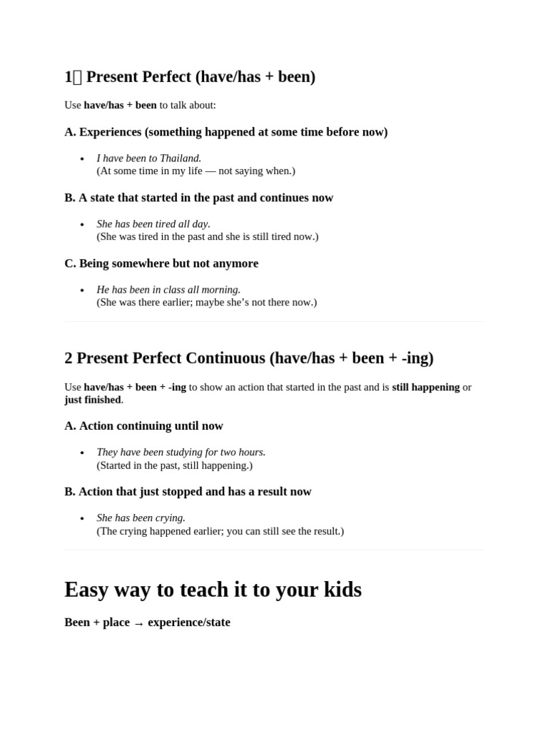 Understanding Present Perfect Tenses | PDF