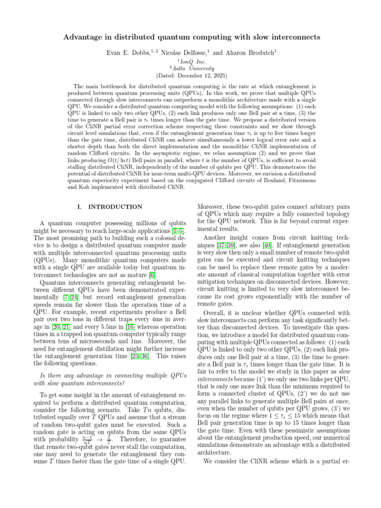 Distributed Quantum Computing with Slow Links | PDF | Quantum Computing ...
