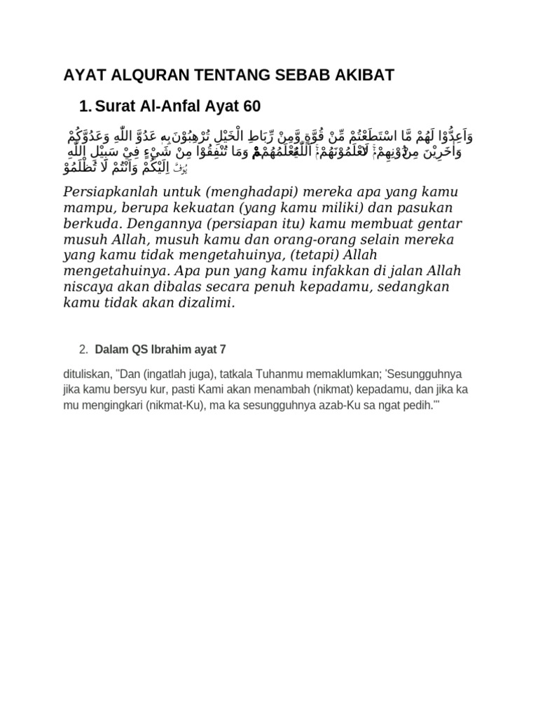 Ayat Alquran tentang Sebab Akibat | PDF