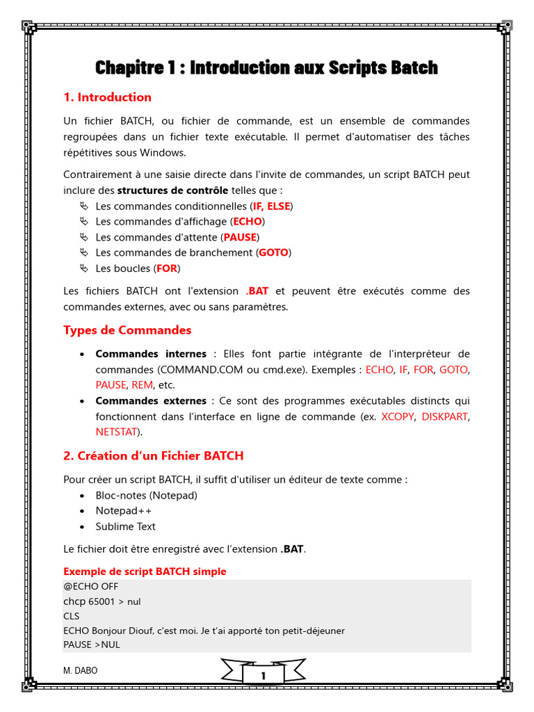 Introduction aux Scripts Batch Windows | PDF | Informatique | Logiciel