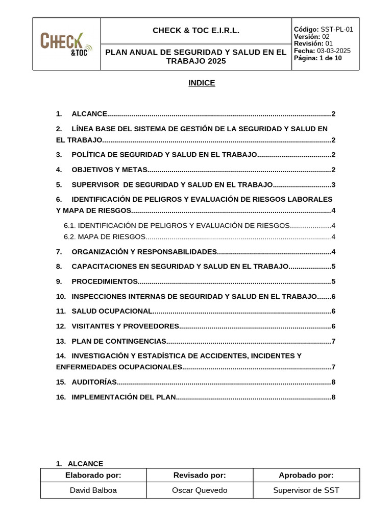 Plan Anual de Seguridad y Salud 2025 | PDF | Seguridad y salud ...